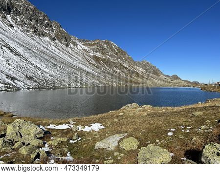 High Alpine Lake Lai Da La Scotta (schottensee Or Schotten Lake) On The Swiss Mountain Road Pass Flu