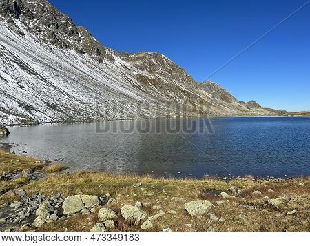 High Alpine Lake Lai Da La Scotta (schottensee Or Schotten Lake) On The Swiss Mountain Road Pass Flu