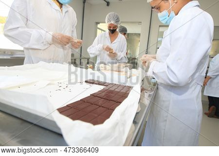 Ilheus, Bahia, Brazil - March 24, 2023: Production Of Chocolate By Students Of A Public School, In T