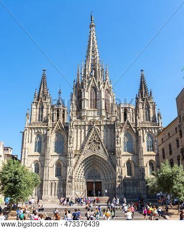Barcelona, Spain - June 2019: Cathedral Of Holy Cross And Saint Eulalia In Gothic Quarter