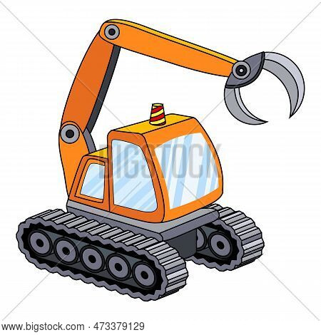 Crawler Crane Icon. Cartoon Of Crawler Crane Icon For Web Design Isolated On White Background