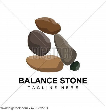 Stacked Stone Logo Design, Balancing Stone Vector, Building Material Stone Illustration, Pumice Ston