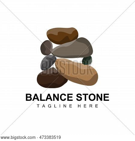 Stacked Stone Logo Design, Balancing Stone Vector, Building Material Stone Illustration, Pumice Ston