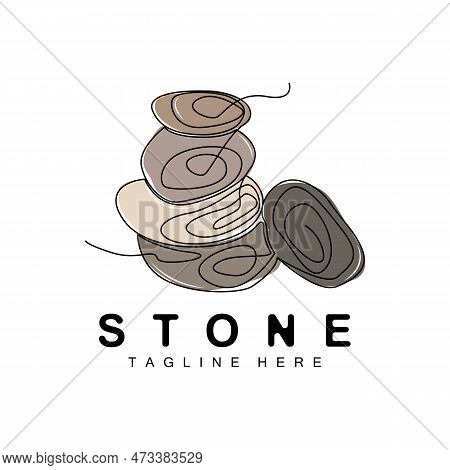 Stacked Stone Logo Design, Balancing Stone Vector, Building Material Stone Illustration, Pumice Ston