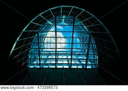 Sky And Clouds Caged By Modern Sskylight