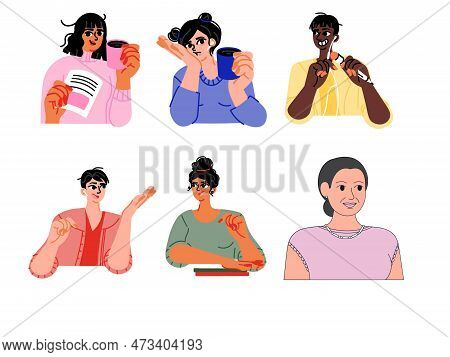 Set Of People Expression Vector Art Set Of Women