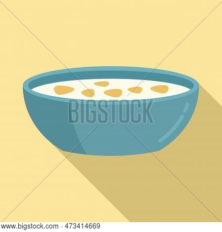 Morning Cereal Flakes Icon. Flat Illustration Of Morning Cereal Flakes Icon For Web Design