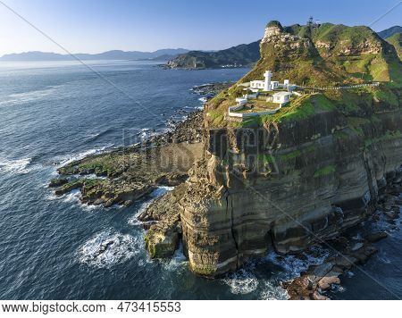Aerial View Of Bitou Cape Lighthouse, Taiwan.