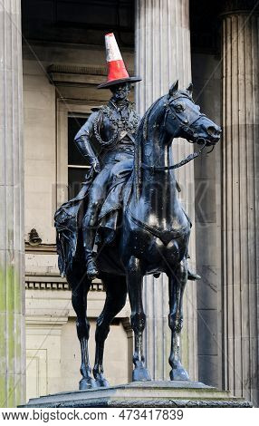 Glasgow, Scotland, Uk, March 5th 2023, The Equestrian Statue Of Arthur Wellesley, 1st Duke Of Wellin