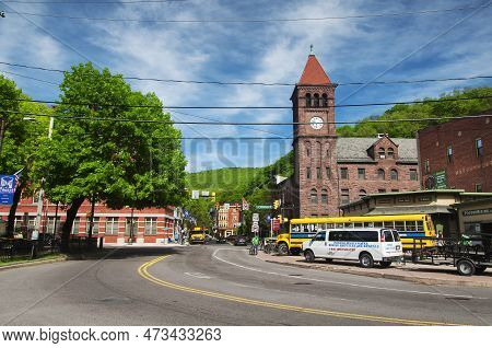 May 18, 2019.  Jim Thorpe, Pennslvania. Various Landmark Buildings Within The Historic Town Of Jim T