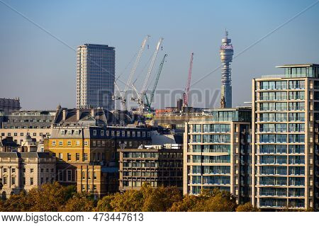 London - November 13, 2022: See Centre Point And Post Office Tower In London\'s Skyline, A Breathtak