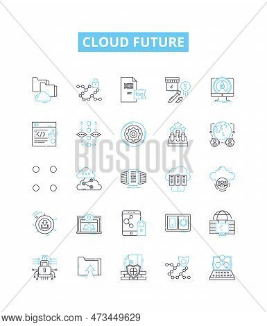 Cloud Future Vector Line Icons Set. Cloud, Future, Computing, Ai, Iot, Digital, Transformation Illus