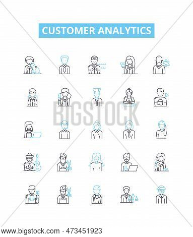 Customer Analytics Vector Line Icons Set. Customer, Analytics, Segmentation, Profiling, Analysis, Tr