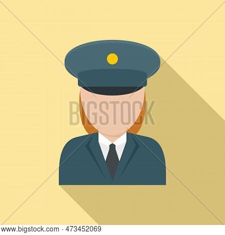 Woman Electric Train Driver Icon. Flat Illustration Of Woman Electric Train Driver Icon For Web Desi