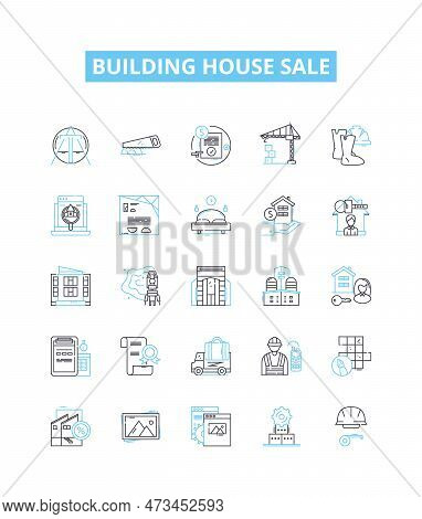 Building House Sale Vector Line Icons Set. House, Building, Sale, Estate, Property, Buy, Real Illust