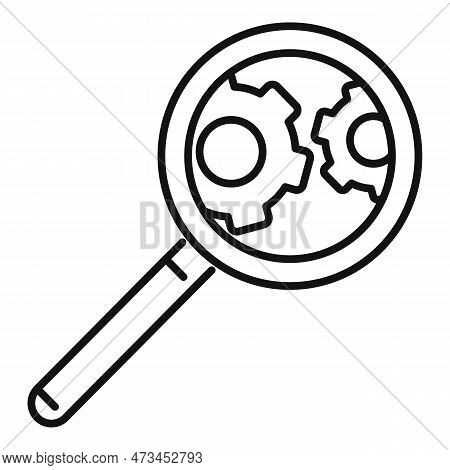 Search Server Problem Icon. Outline Search Server Problem Icon For Web Design Isolated On White Back