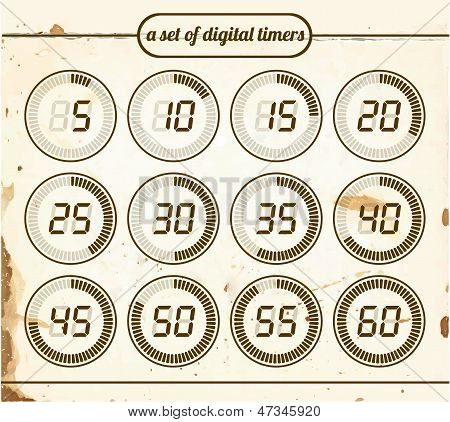 Vintage sada digitální časovače