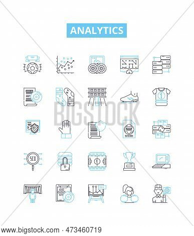 Analytics Vector Line Icons Set. Analytics, Measurement, Reporting, Statistics, Tracking, Evaluation