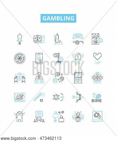 Gambling Vector Line Icons Set. Betting, Wagers, Wagering, Gaming, Luck, Risk, Casino Illustration O