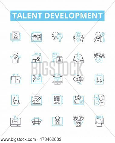 Talent Development Vector Line Icons Set. Education, Training, Coaching, Mentoring, Knowledge, Skill