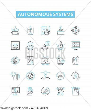 Autonomous Systems Vector Line Icons Set. Autonomous, Systems, Robotics, Ai, Unmanned, Learning, Int