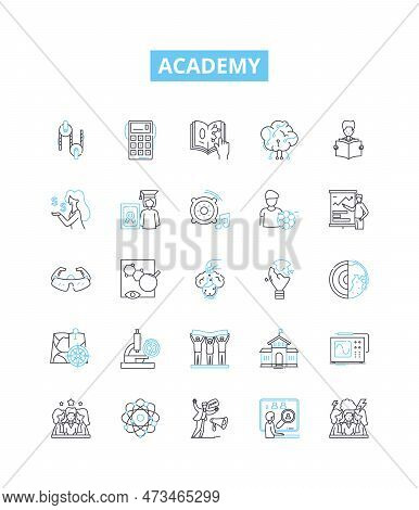 Academy Vector Line Icons Set. Academy, Education, Learning, School, Institute, College, University 
