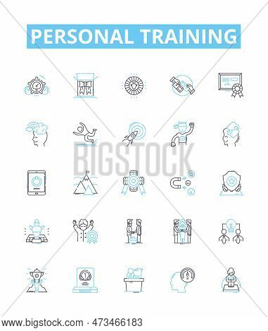 Personal Training Vector Line Icons Set. Personal, Training, Fitness, Exercise, Coaching, Workout, I