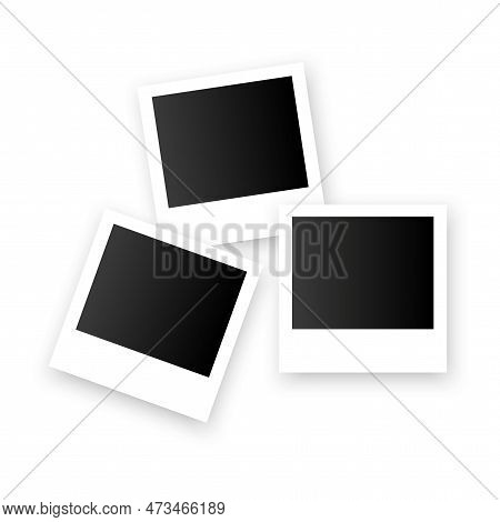 Realistic Photo Frame Set. Photo Album Template Set. Scrapbook Pattern. Vector Illustration.