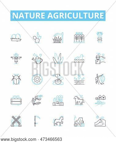 Nature Agriculture Vector Line Icons Set. Farming, Agriculture, Nature, Crops, Irrigation, Cultivati