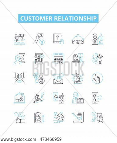 Customer Relationship Vector Line Icons Set. Customer, Relationship, Customers, Relationships, Inter