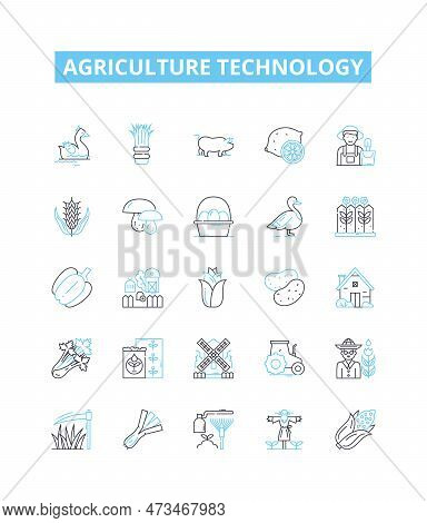 Agriculture Technology Vector Line Icons Set. Technology, Agriculture, Farming, Irrigation, Crop, Pr