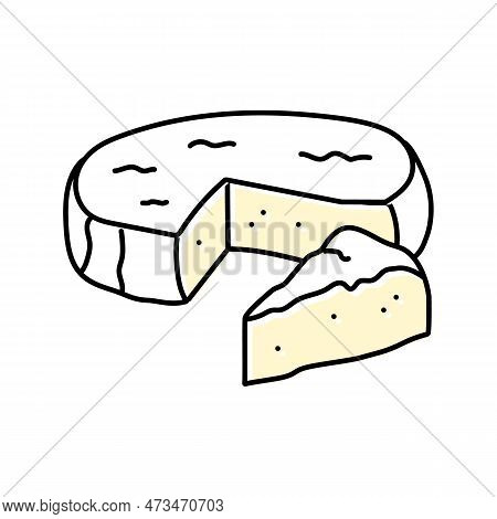 Brie Cheese Food Slice Color Icon Vector. Brie Cheese Food Slice Sign. Isolated Symbol Illustration