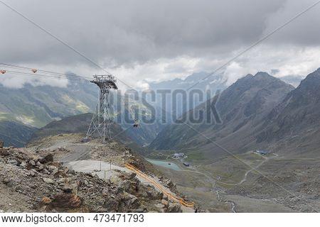 Cable Car In The Stubai Glacier, Austrian Alps, Municipality Of Neustift Im Stubaital