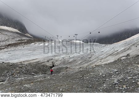 Cable Car In The Stubai Glacier, Austrian Alps, Municipality Of Neustift Im Stubaital