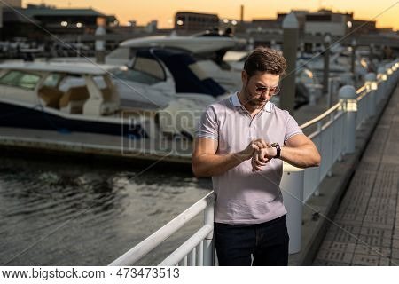 Portrait Of Handsome Confident Man In City. Portrait Of Confident Man In Modern Big American City. S