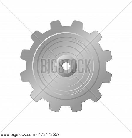 Grey Mechanical Gear With Centre On White Background. Eps 10 Vector File.