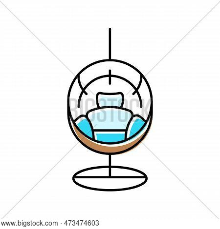 Hammock Chair Living Room Color Icon Vector. Hammock Chair Living Room Sign. Isolated Symbol Illustr