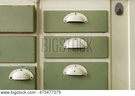 Old Vintage Wooden Kitchen Cabinet Drawers And Handles