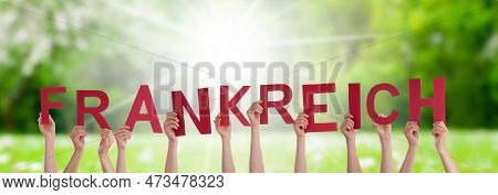 People Hands Building Word Frankreich Means France, Grass Meadow