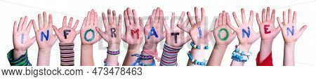 Children Hands Building Informationen Means Information, Isolated Background