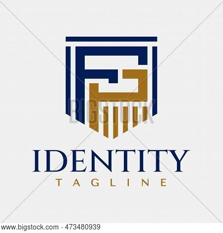 Modern Line Shield Letter F P Fp Logo Design. Minimal Initial Fp Logo Template.
