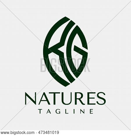 Minimalist Leaf Letter Kg Logo Design. Modern Green Nature Initial K G Kg Brand.