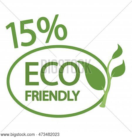 Eco Friendly Green Leaf 15 Procent Label Icons Vector Illustration Design