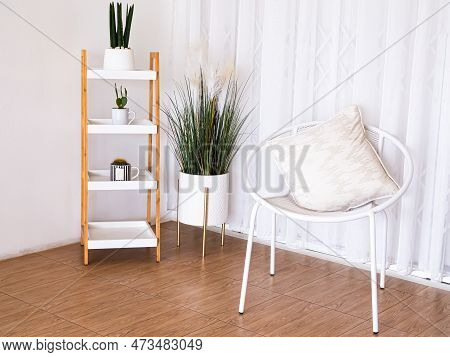 Chair And Bookshelf In Coffee Shop Cafe,furniture Interior Room,living Room In Houes.
