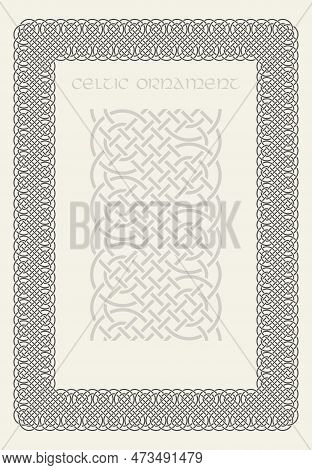 Celtic Knot Braided Frame Border Ornament. Rectange Size.