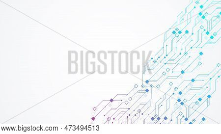 Quantum Computer Technologies Concept. Futuristic Blue Circuit Board Background. Modern Technology C