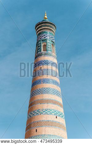 Old Minaret Islam Khodja In Khiva City, Uzbekistan