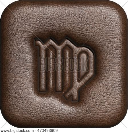 Virgo. Three-dimensional Square Button Of The Zodiac Sign.