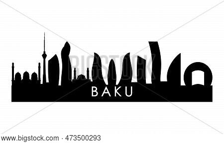 Baku Skyline Silhouette. Black Baku City Design Isolated On White Background.