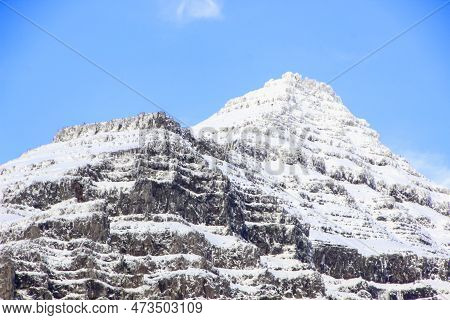 The Bulandstindur, Or Pyramid Mountain With Snow On The Summit, In The East Fjord Region Of Iceland